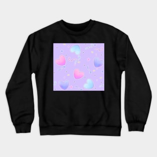 Fairy Kei Hearts on Purple Crewneck Sweatshirt